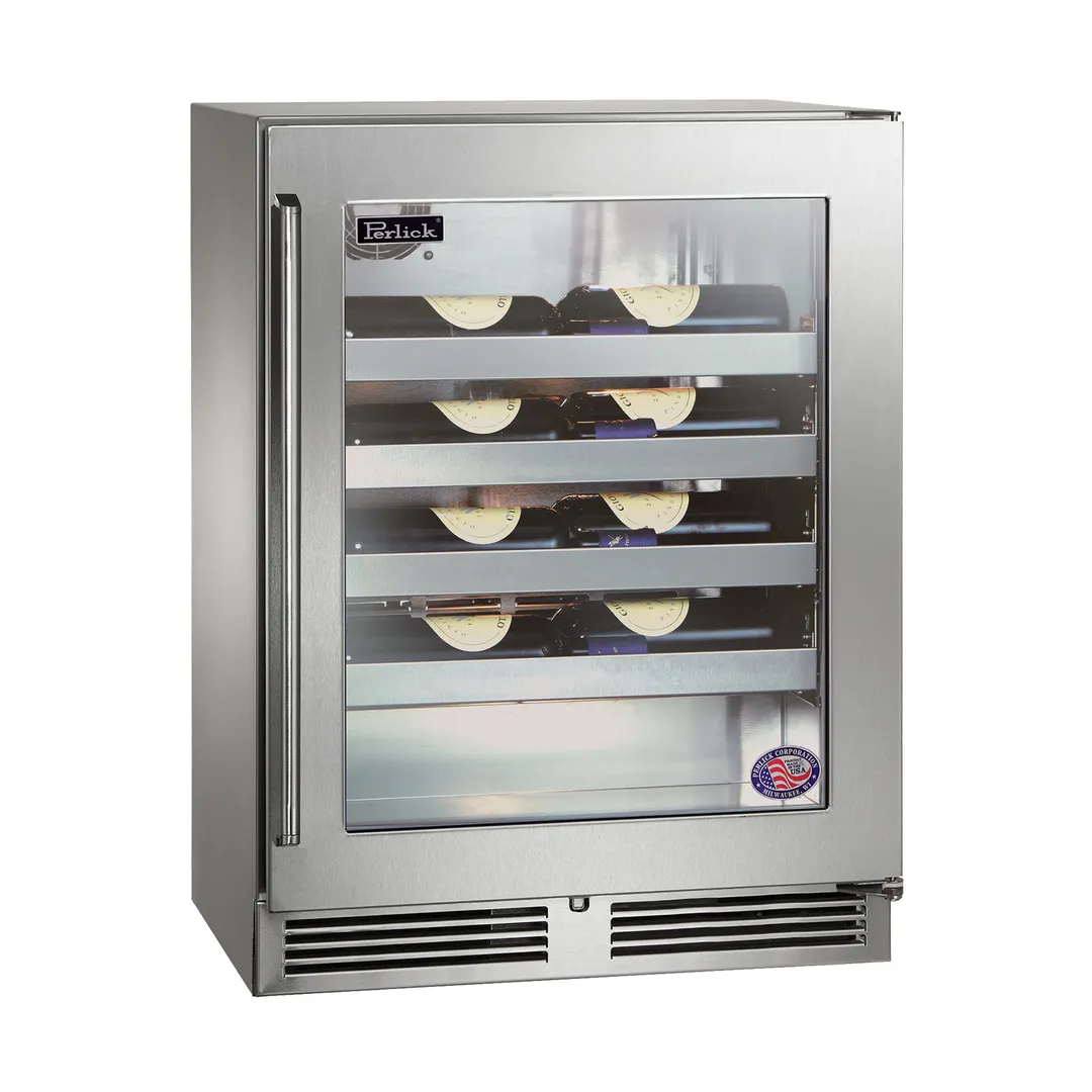 Perlick HD24WS4 24" Glass Door Wine Refrigerator, Single Temperature, 3.1 cu. ft.