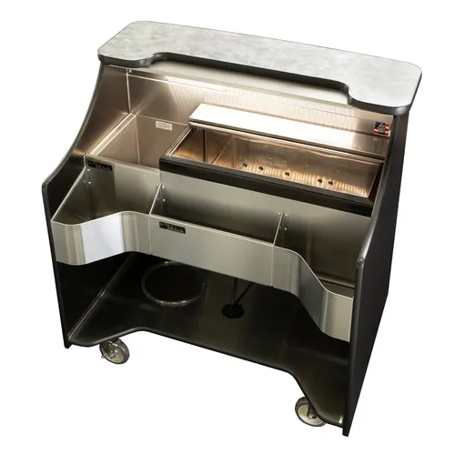 Perlick MOBS-42TE Signature 42" Stainless Steel Mobile Bar with Ice Chest, Stainless Steel & Laminated Wood 