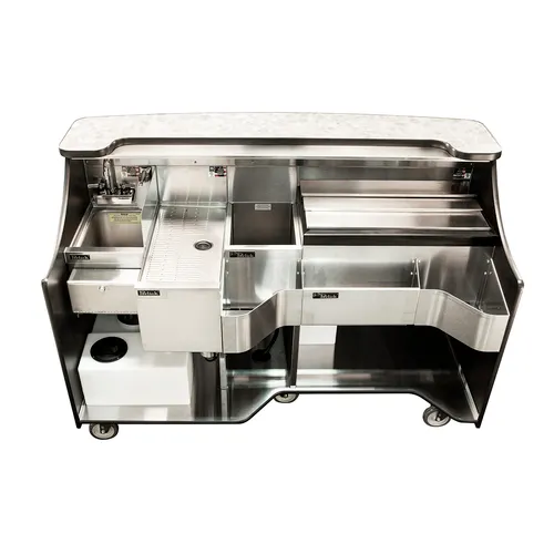 Perlick MOBS-66TE-S Signature 66" Stainless Steel Mobile Bar with Ice Chest and Sink 