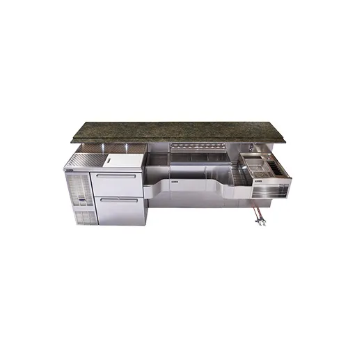 Perlick PTE68-B 68" Sink Combo Underbar Ice Bin/Cocktail Station w/ 10 Circuit - 90 lbs / Center
