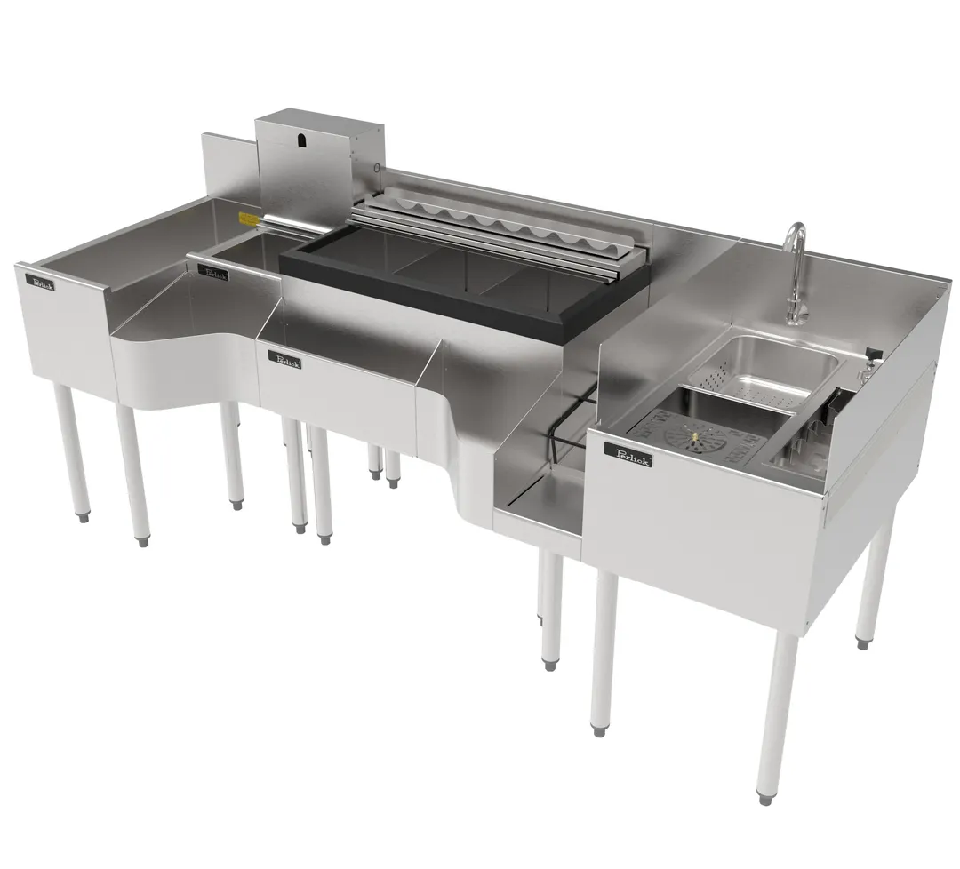 Perlick PTE80-A 80" Sink Combo Underbar Ice Bin/Cocktail Station w/ 10 Circuit - 90 lbs / Center