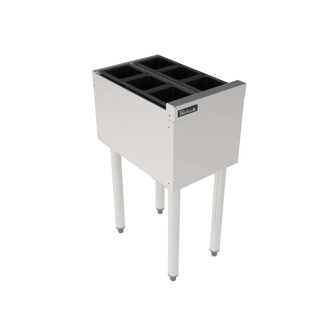 Perlick TS12U2 12" Underbar Bottle Storage Bin w/ 6 Bottle Wells, Insulated, Open Chest