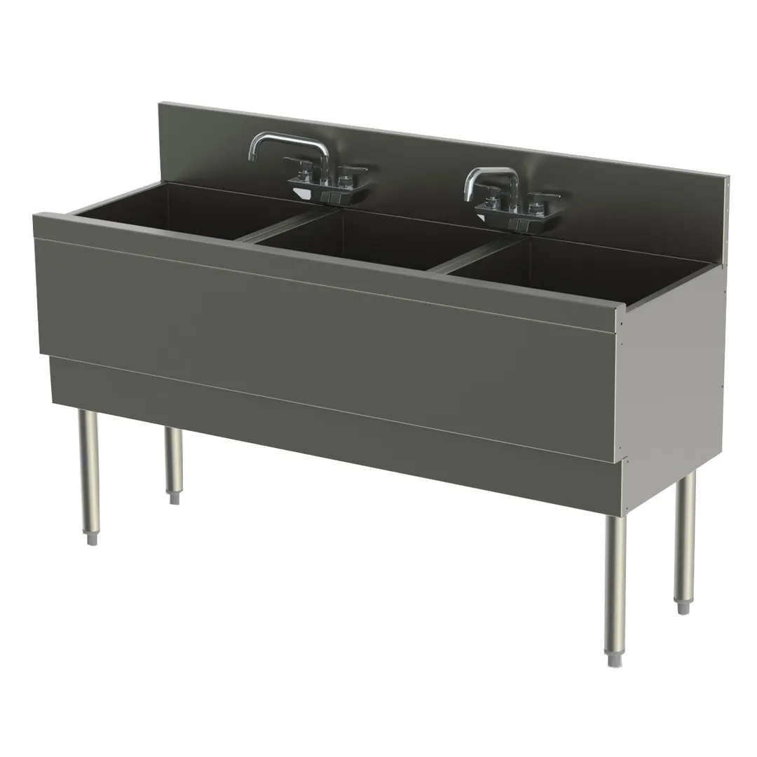Perlick TSF54M3-EC 54" Underbar Sink Units, 3 Compartment without Drainboard