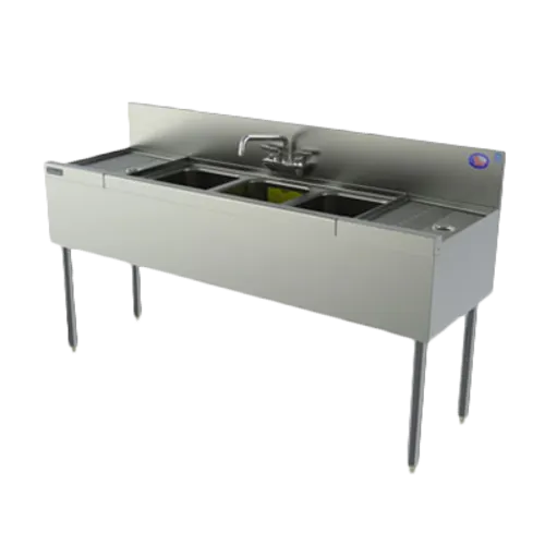 Perlick TSD64C 72" Underbar Sink Units, 4 Compartment with 2 Drainboards