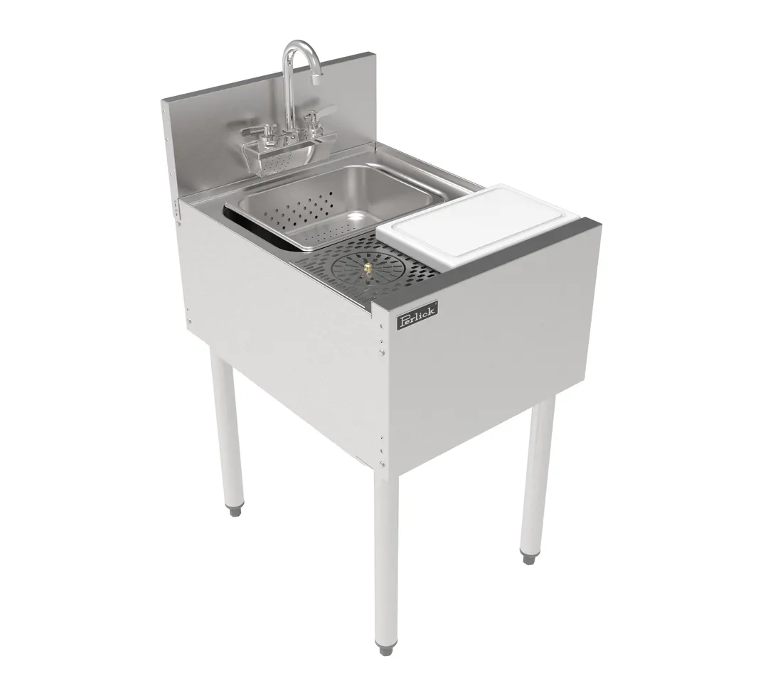 Perlick TSF18PS-SBR Underbar Sink Units, 1 Compartment with Glass Rinser & Cutting Board