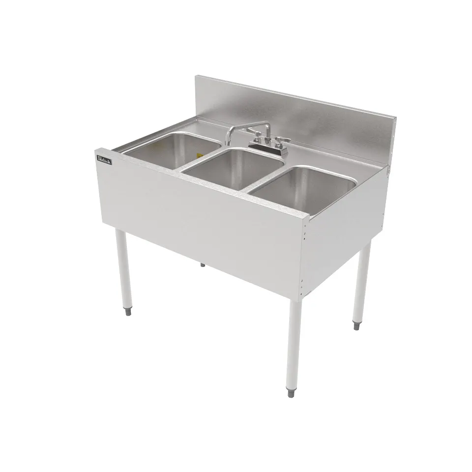 Perlick TSF36M3 36" Underbar Sink Units, 3 Compartment without Drainboard