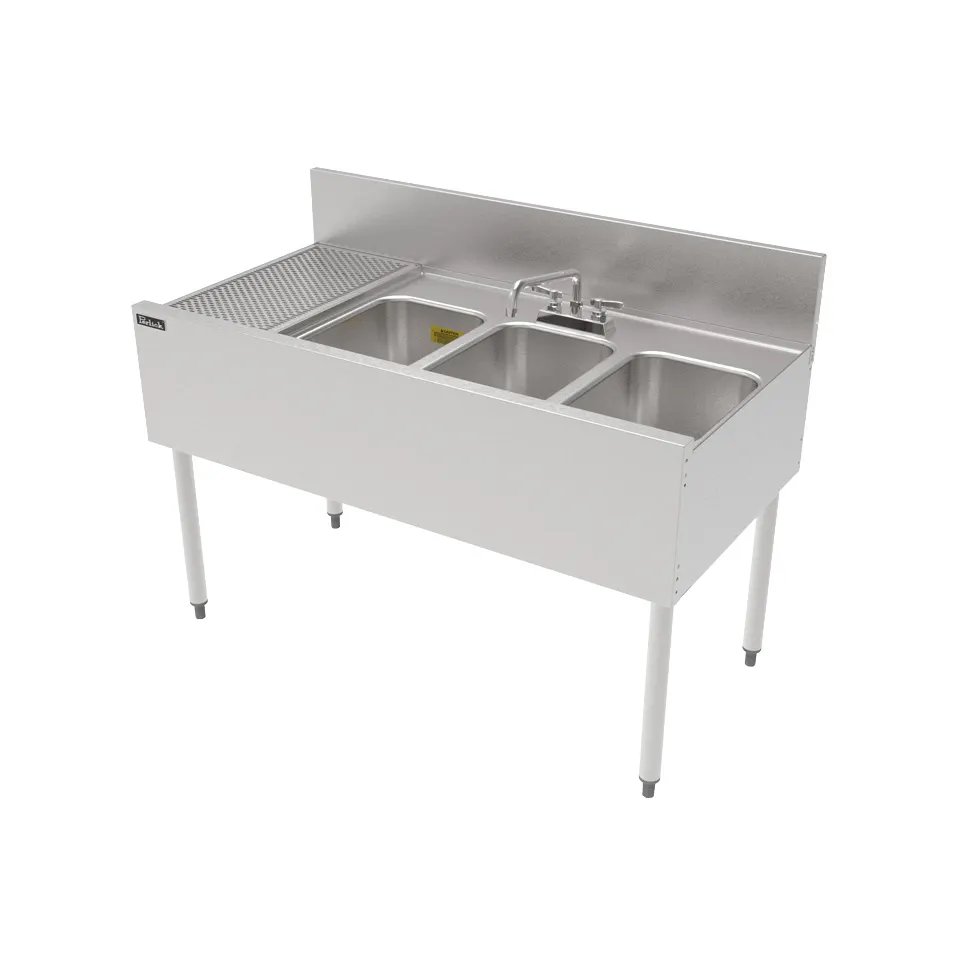 Perlick TSF48M3-DBL 48" Underbar Sink Units, 3 Compartment with Left Drainboard