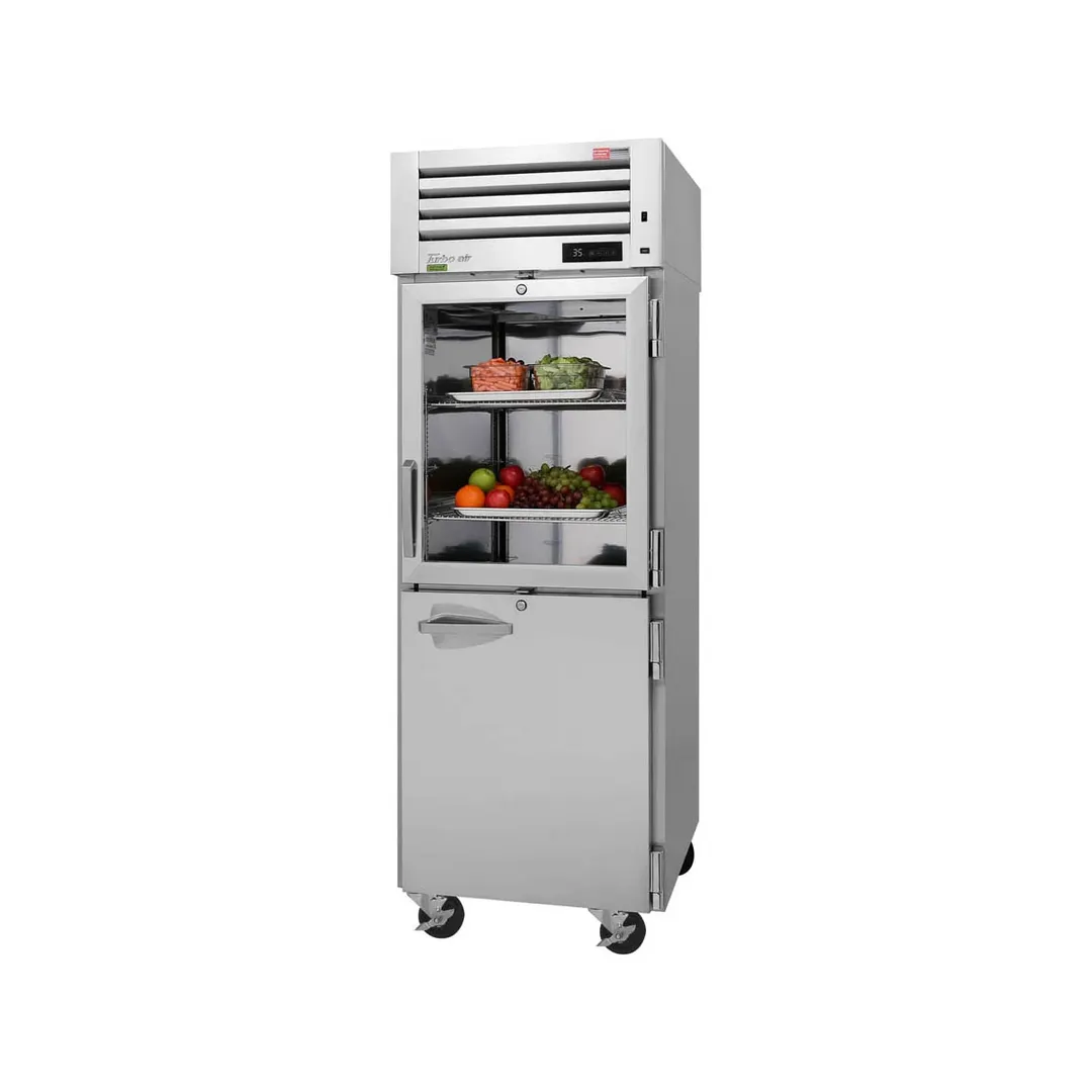 Turbo Air PRO-26R-GSH-N 28" 1-Section Reach-In Refrigerator w/ Glass & Solid Half Door, Top Mount, Stainless Steel, 25 cu. ft.