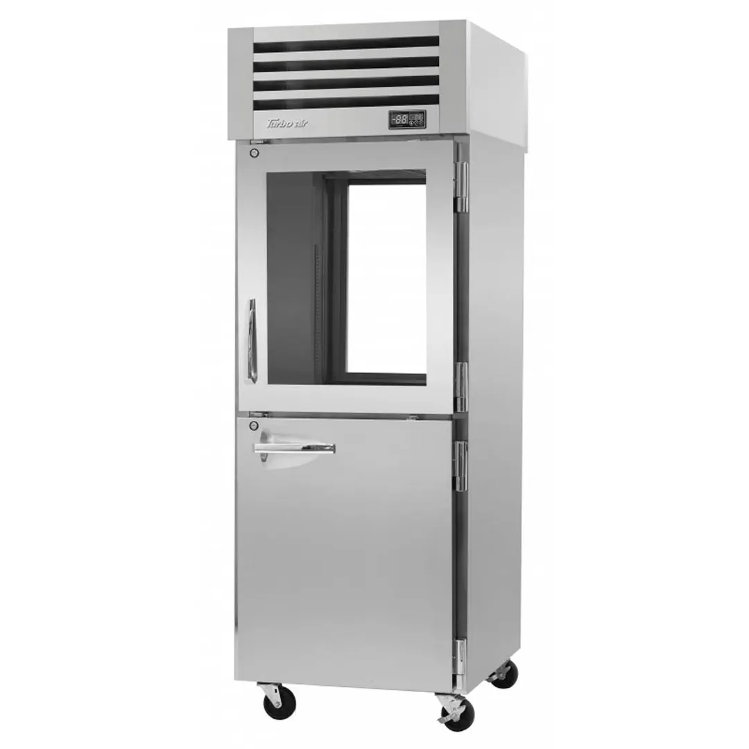 Turbo Air PRO-26R-GSH-PT-N 1-Section Pass-Thru Refrigerator w/ 2 Glass & 2 Solid Half Doors, Top Mount, Stainless Steel, 27 cu. ft.