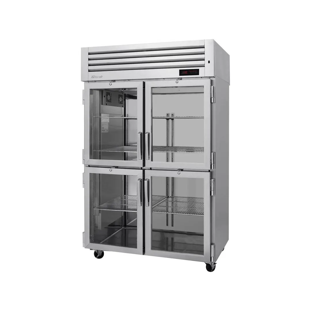 Turbo Air PRO-50-4H-G 2-Section Heated Holding Cabinet, 47.7 cu ft, 4 Glass Half Doors, 6 Shelves, Stainless Steel