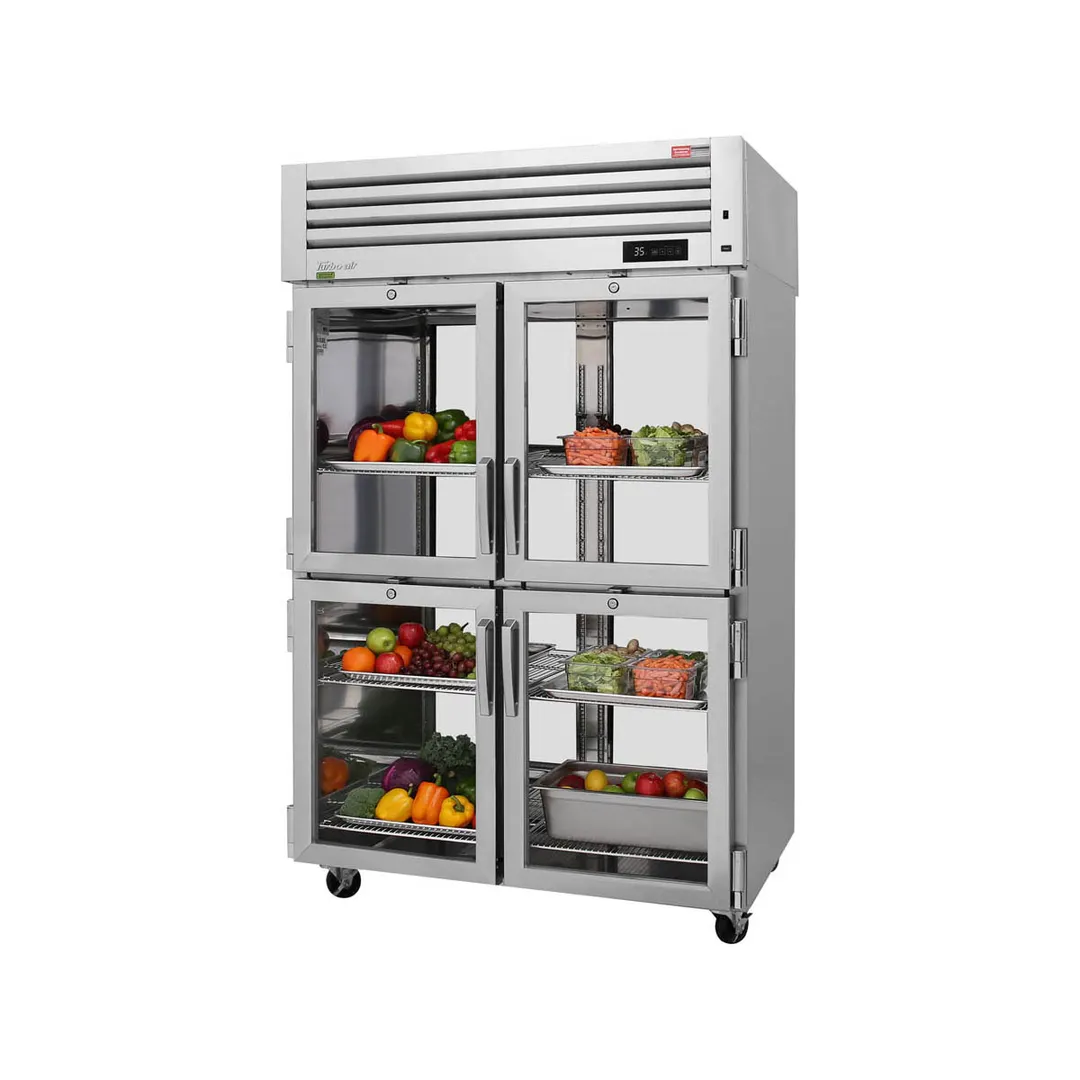 Turbo Air PRO-50-4R-GS-PT-N 2-Section Pass-Thru Refrigerator w/ Front 4 Half Glass & Rear 4 Half Solid Doors, Top Mount, 53 cu. ft.