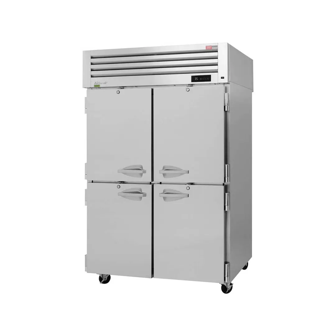 Turbo Air PRO-50-4R-N 51" 2-Section Reach-In Refrigerator w/ 4 Solid Half Doors, Top Mount, Stainless Steel, 48 cu. ft.