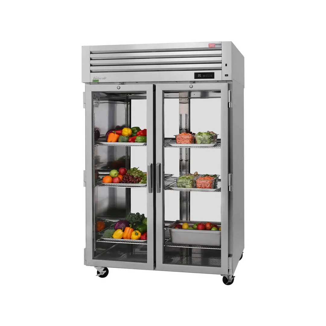 Turbo Air PRO-50R-G-PT-N 2-Section Pass-Thru Refrigerator w/ 4 Full Glass Doors, Top Mount, 55 cu. ft.