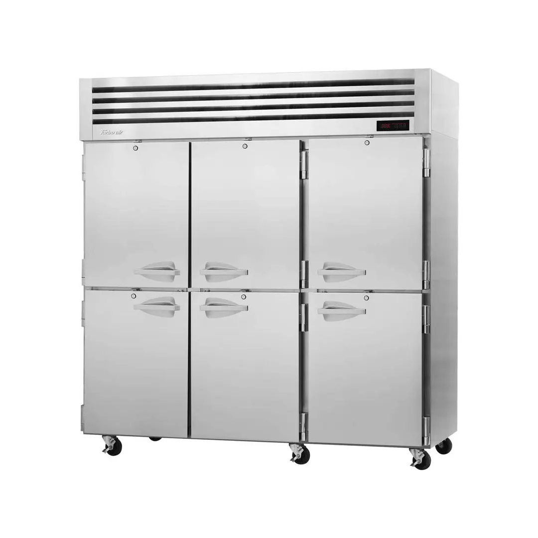 Turbo Air PRO-77-6H 3-Section Reach-In Heated Holding Cabinet, 73.9 cu ft, Stainless Steel, 6 Solid Half Doors, 3000W 208/115V