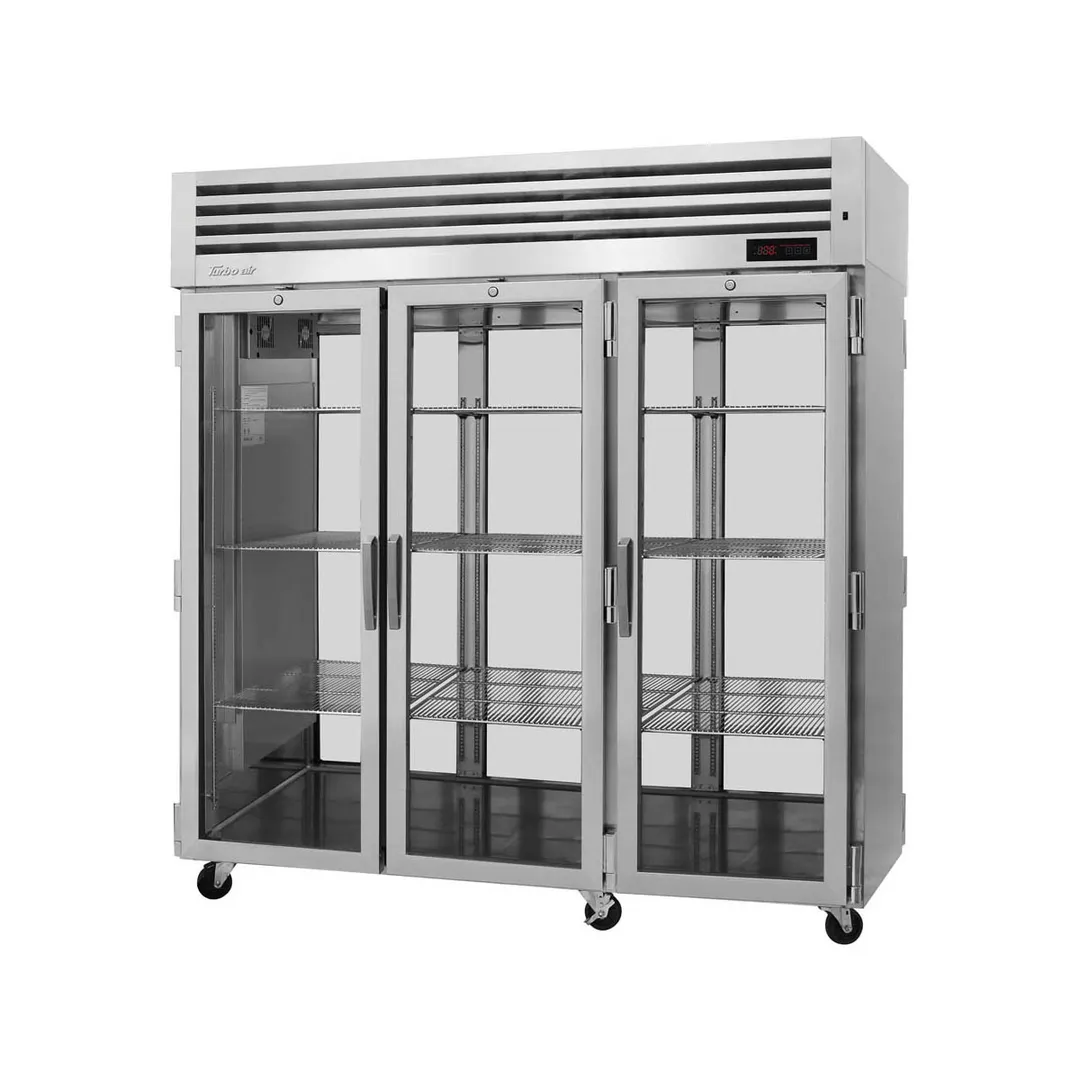 Turbo Air PRO-77H-G-PT 3-Section Heated Holding Cabinet, 78.1cuft, 6 Glass Doors with Locks, Stainless Steel