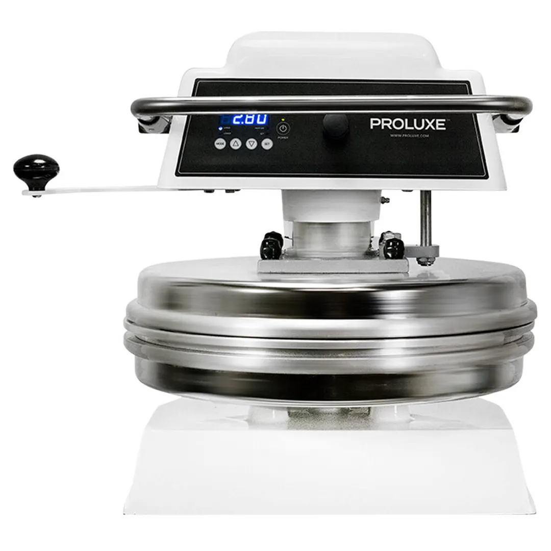 Proluxe DP2010M Endurance Pro X2M 12" Dual Heat Semi-Automatic Pizza Dough Press with Mold Inserts and Seperate Heat Control