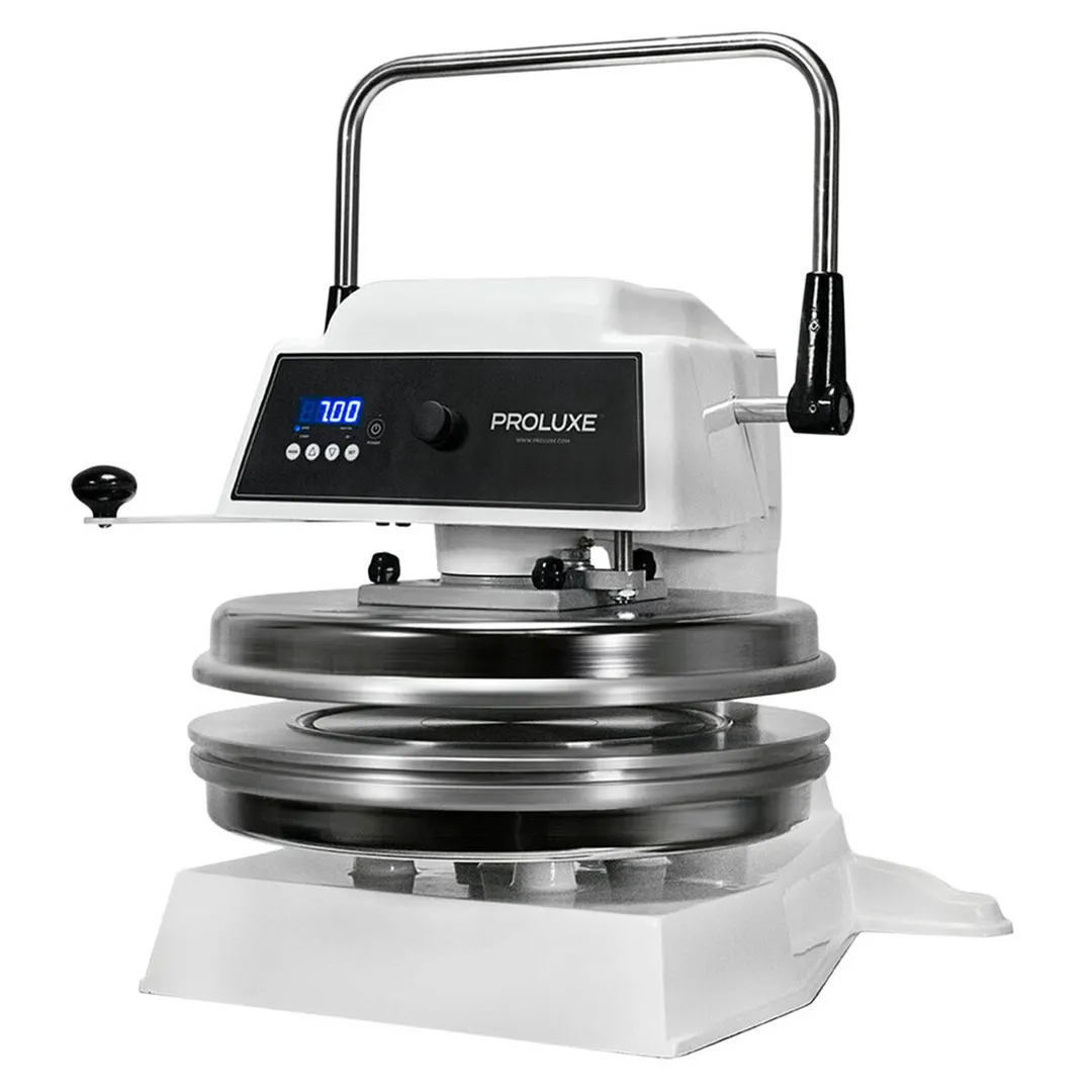 Proluxe DP2010M Endurance Pro X2M 12" Dual Heat Semi-Automatic Pizza Dough Press with Mold Inserts and Seperate Heat Control