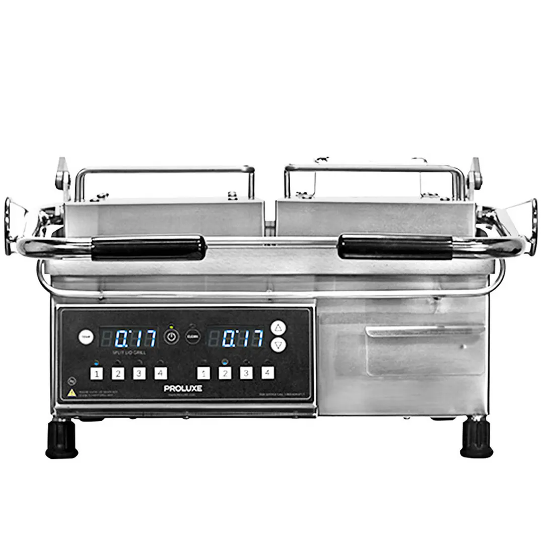 Proluxe SL1577 Double Sandwich Panini Press Grill w/ Timer, 15" x 15" Smooth Plates