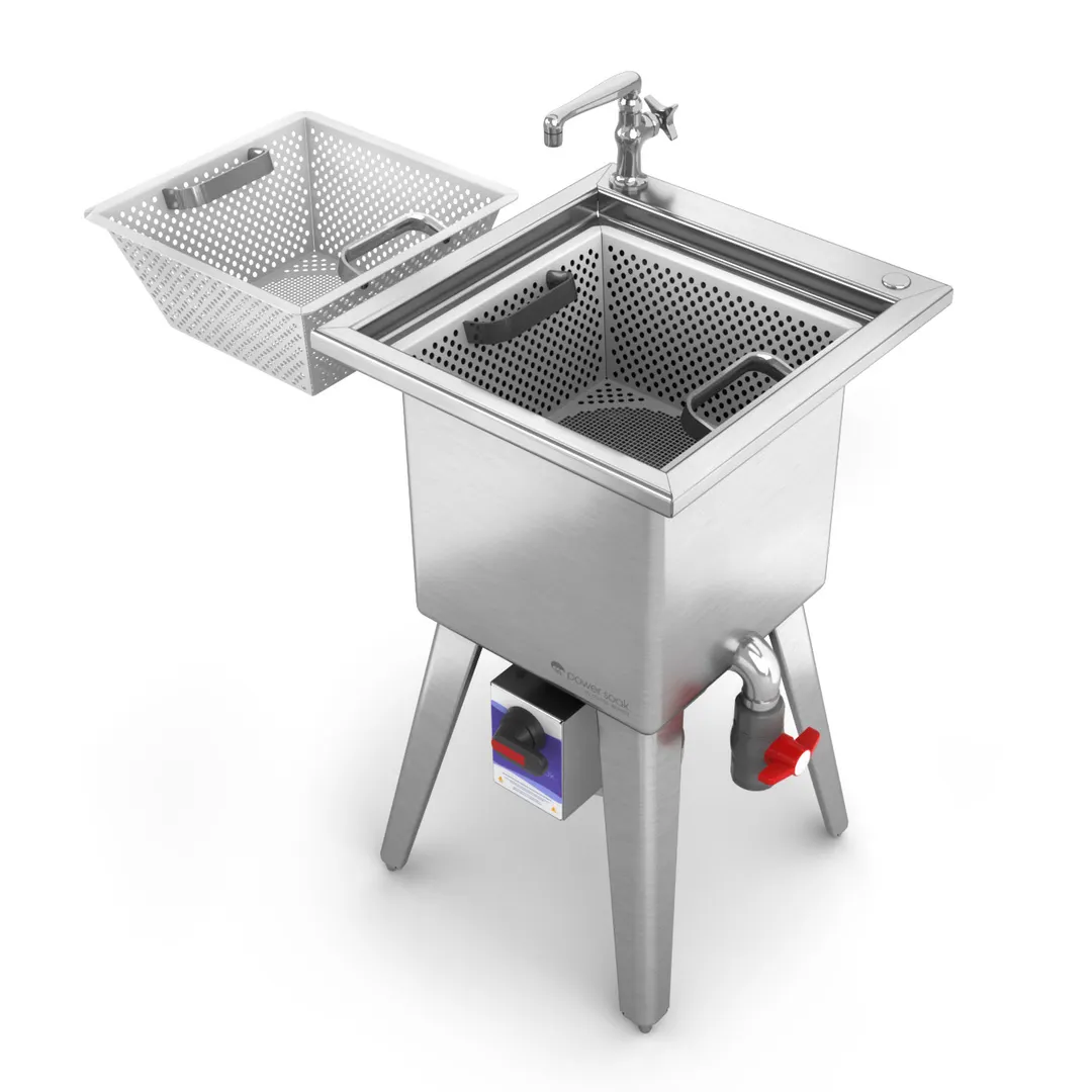 Power Soak SS-S-230-1 Silver Soak Sink, Stationary, 35.5" H, 11 Gallon Wash Tank