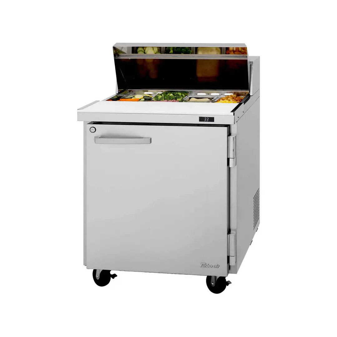 Turbo Air PST-28-N 27" One Section Sandwich / Salad Prep Table w/ 1 Door, 8 Pans