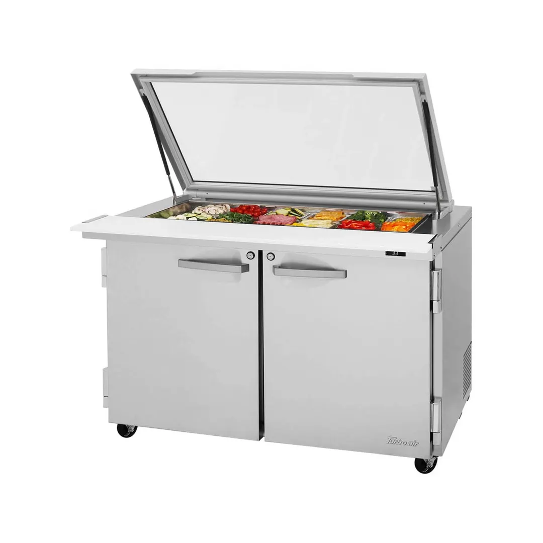 Turbo Air PST-48-18-N-GL 48" Mega Top Sandwich/Salad Prep Table w/ 2 Doors, 18 Pans