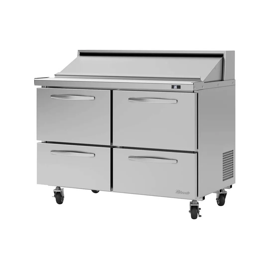Turbo Air PST-48-D4-N 48" Two Section Sandwich / Salad Prep Table w/ 2 Drawers, 12 Pans
