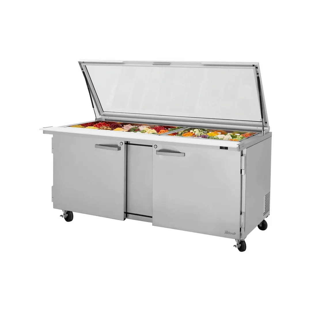 Turbo Air PST-72-30-N-GL 72" Mega Top Sandwich/Salad Prep Table w/ 2 Doors, 30 Pans