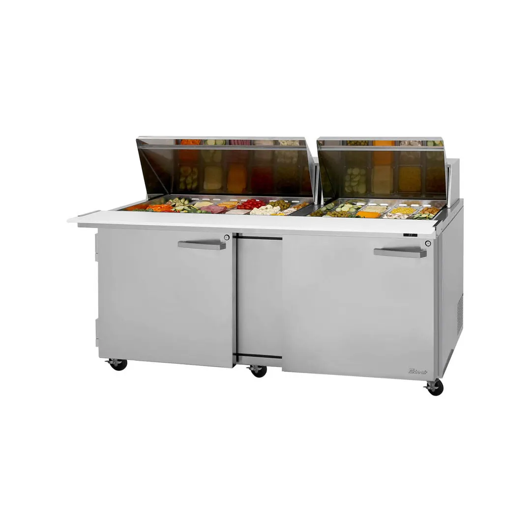 Turbo Air PST-72-30-N(-AL) 72" Mega Top Sandwich/Salad Prep Table w/ 2 Doors, 30 Pans