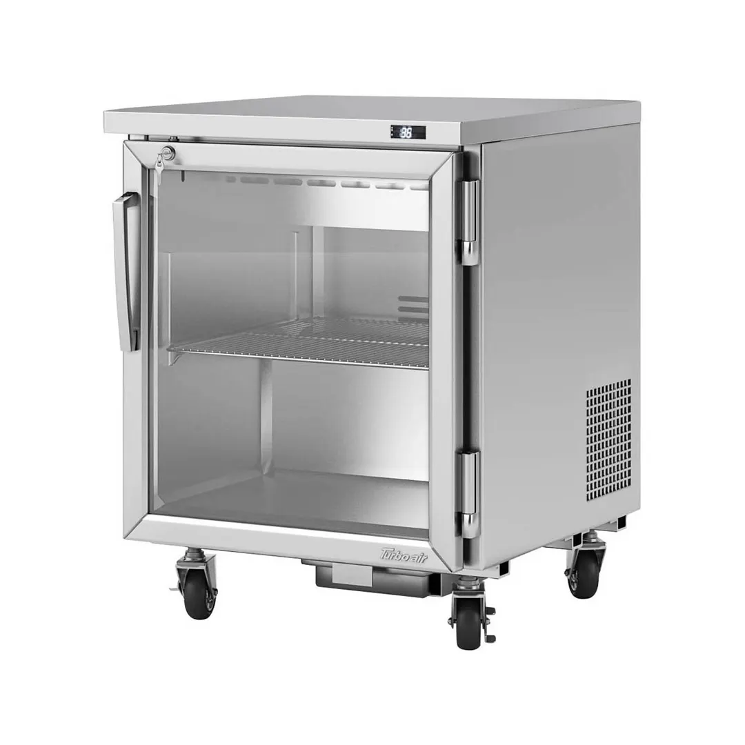 Turbo Air PUR-28-G-N 27" 1-Section Undercounter Refrigerator w/ 1 Glass Door, 6.8 cu. ft.