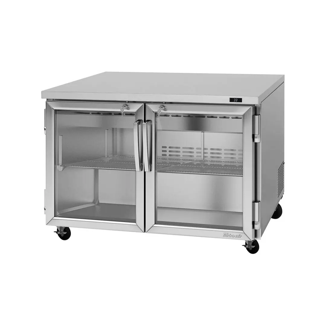 Turbo Air PUR-48-G-N 48" 2-Glass Door Undercounter Refrigerator, Stainless Steel, 12.2 cu. ft.