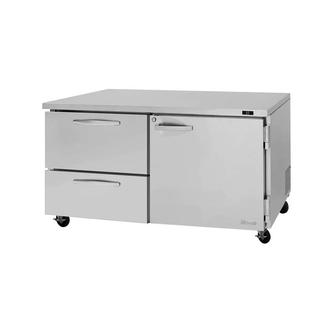 Turbo Air PUR-60-D2R(L)-N 60" 1-Door & 2-Drawer Undercounter Refrigerator, Stainless Steel, 17 cu. ft.