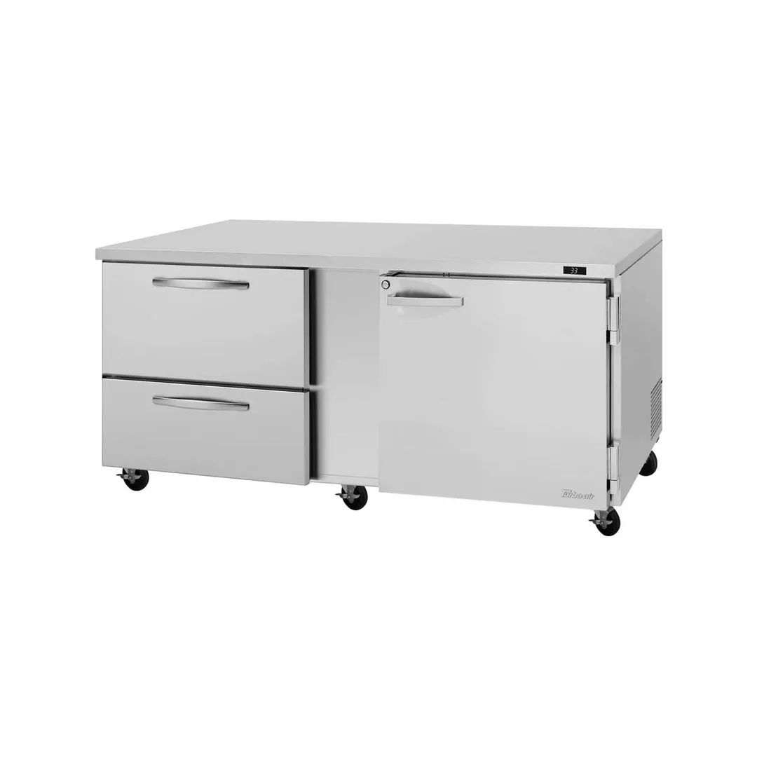 Turbo Air PUR-72-D2R(L)-N 72" 2-Section Undercounter Refrigerator w/ 1 Door & 2 Drawers