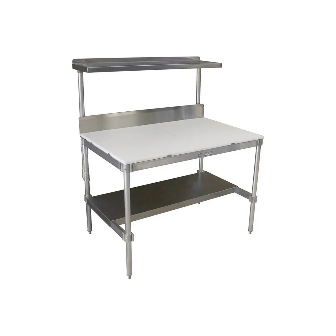 Prairie View AIFT303496-PT-BS 96"W Poly Top I-Frame Table With Stainless Steel Backsplash