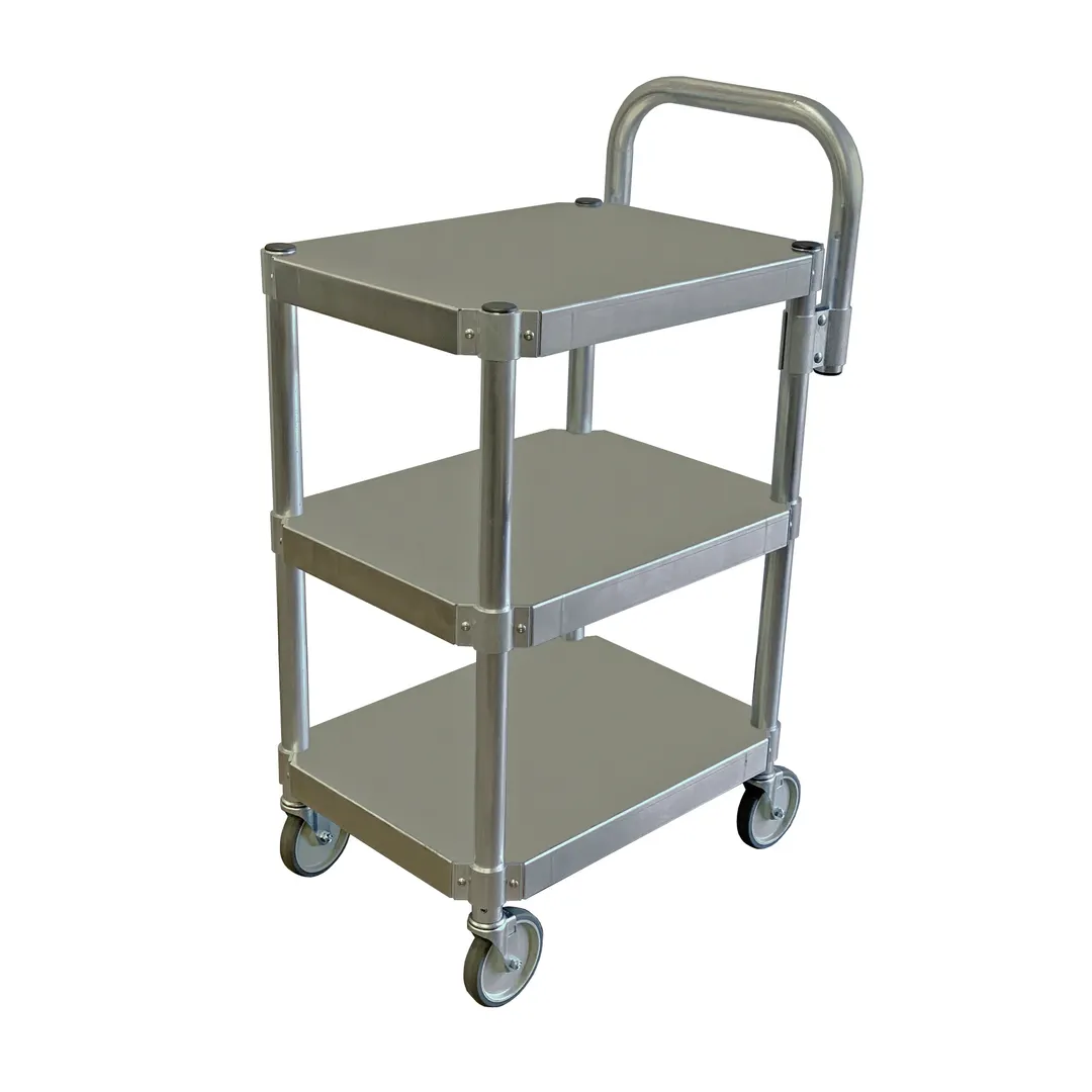 Prairie View AUC2048 Aluminum 3-Shelf Utility Cart - 48"W x 20"D x 36"H