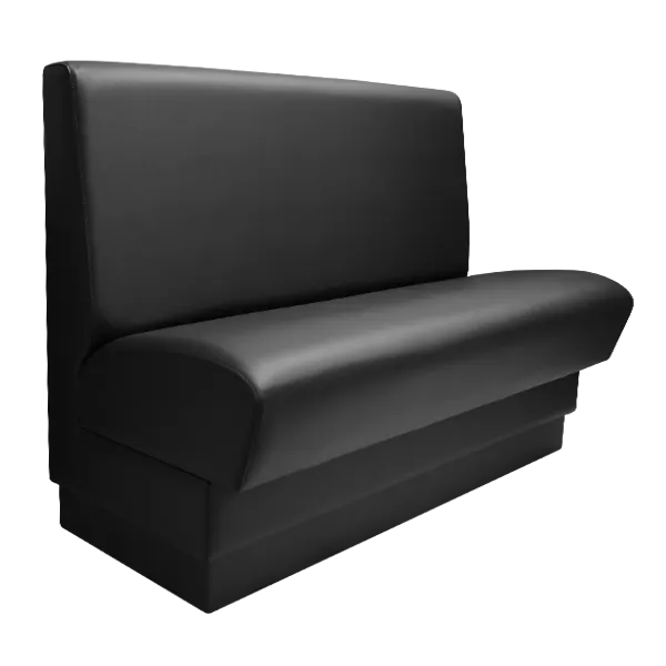 QA Group Olympic OLY48S-ADV27 48”Long Black Single Booth w/ Upholstered Plain Back and Seat