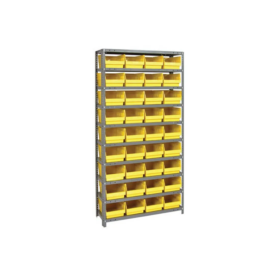 Quantum 1275-207 Heavy-Duty Galvanized Steel 10 Shelf Shelving Unit w/ 36 Bins Capacity 