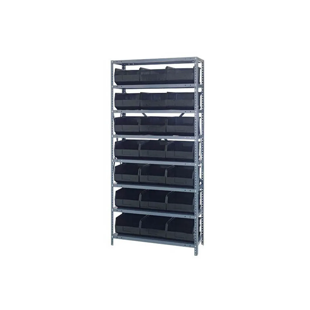Quantum 1275-425 Heavy-Duty Galvanized Steel 8 Shelf Shelving Unit w/ 21 Bins Capacity 