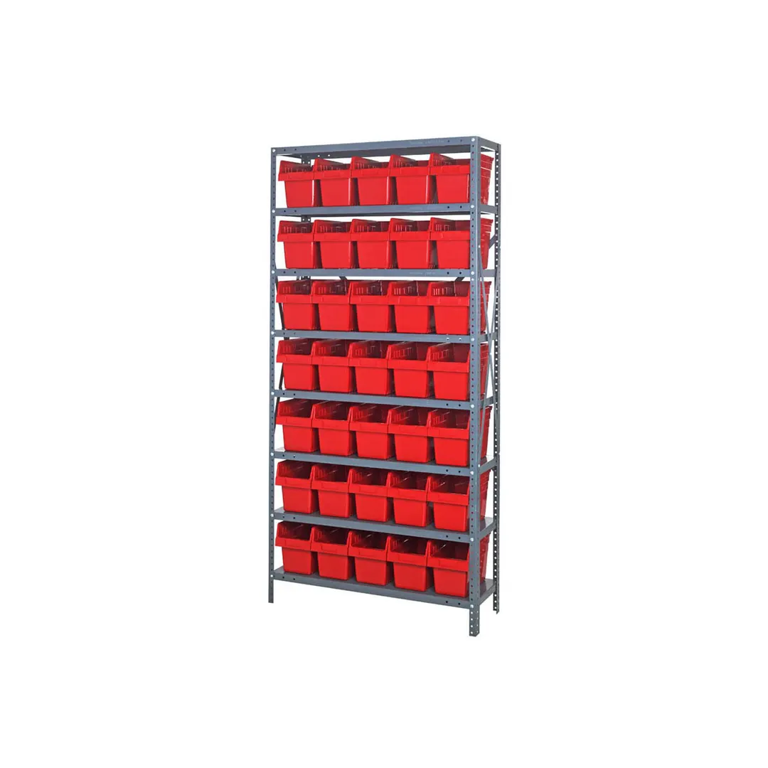 Quantum 1275-SB802 Heavy-Duty Galvanized Steel 8 Shelf Shelving Unit w/ 35 Bins Capacity 