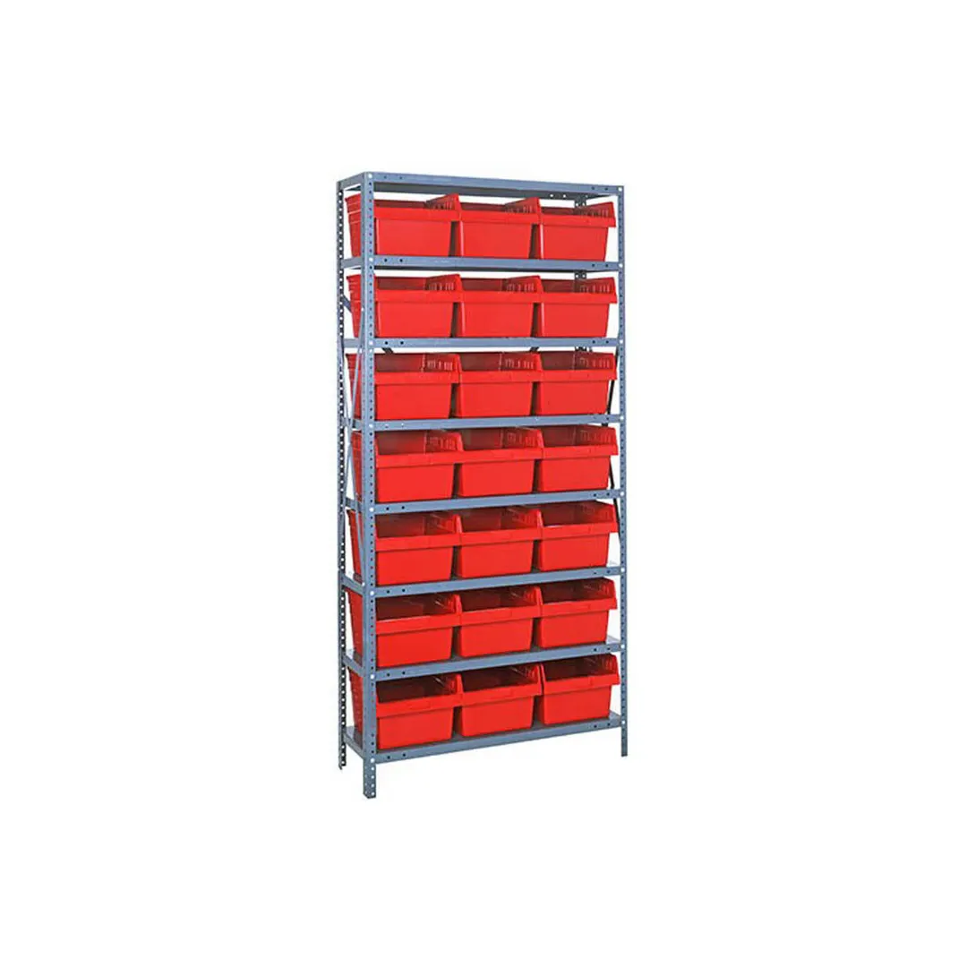 Quantum 1275-SB809 Heavy-Duty Galvanized Steel 8 Shelf Shelving Unit w/ 21 Bins Capacity 