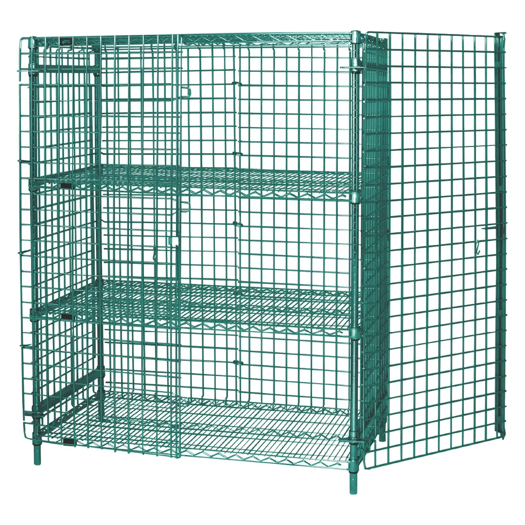 Quantum 1836-63SECP-2 Proform Green Epoxy Stationary Security Unit with 4 Shelves, 18" x 36" x 63"