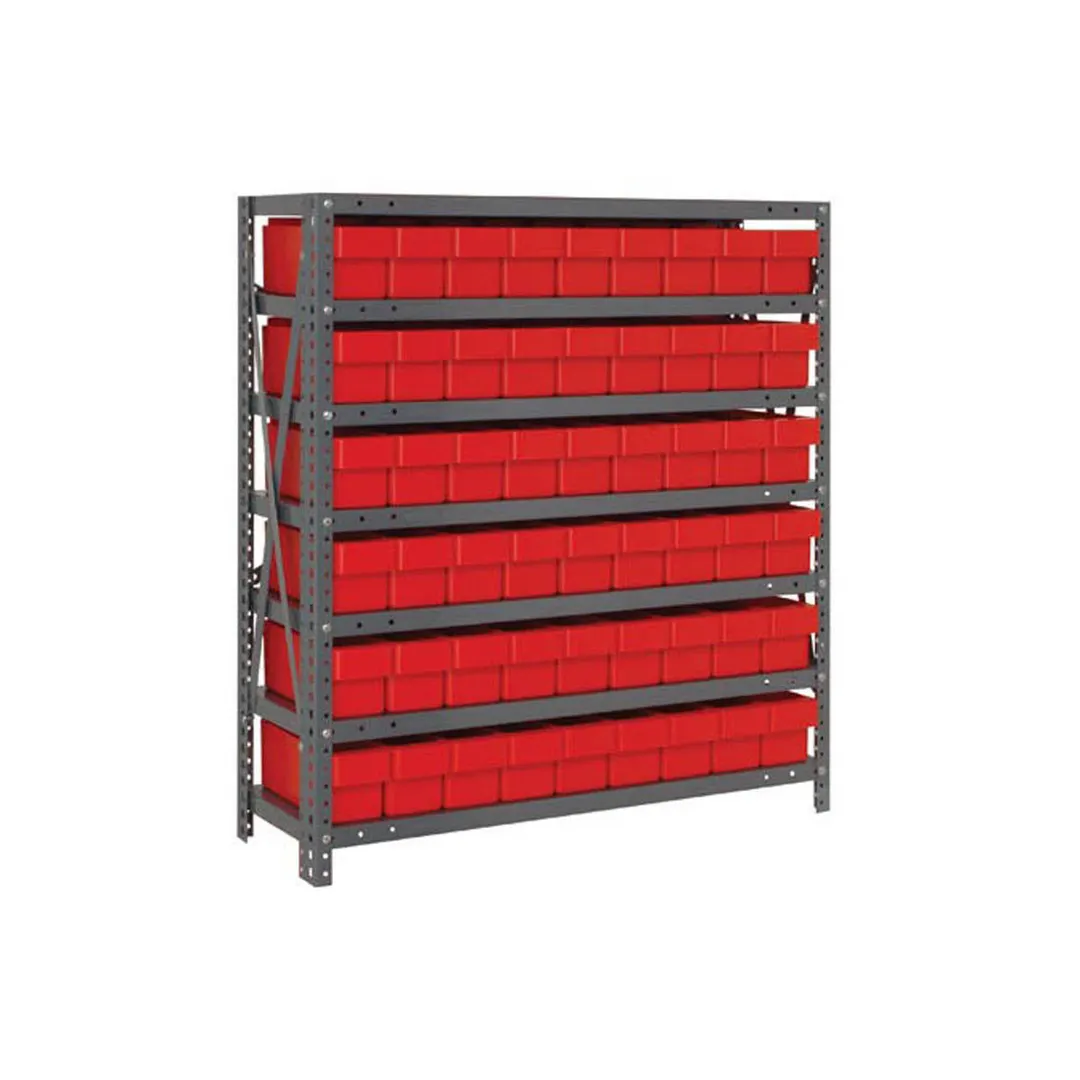 Quantum 1839-604 Heavy-Duty Galvanized Steel 7 Shelf Shelving Unit w/ 54 Bins Capacity