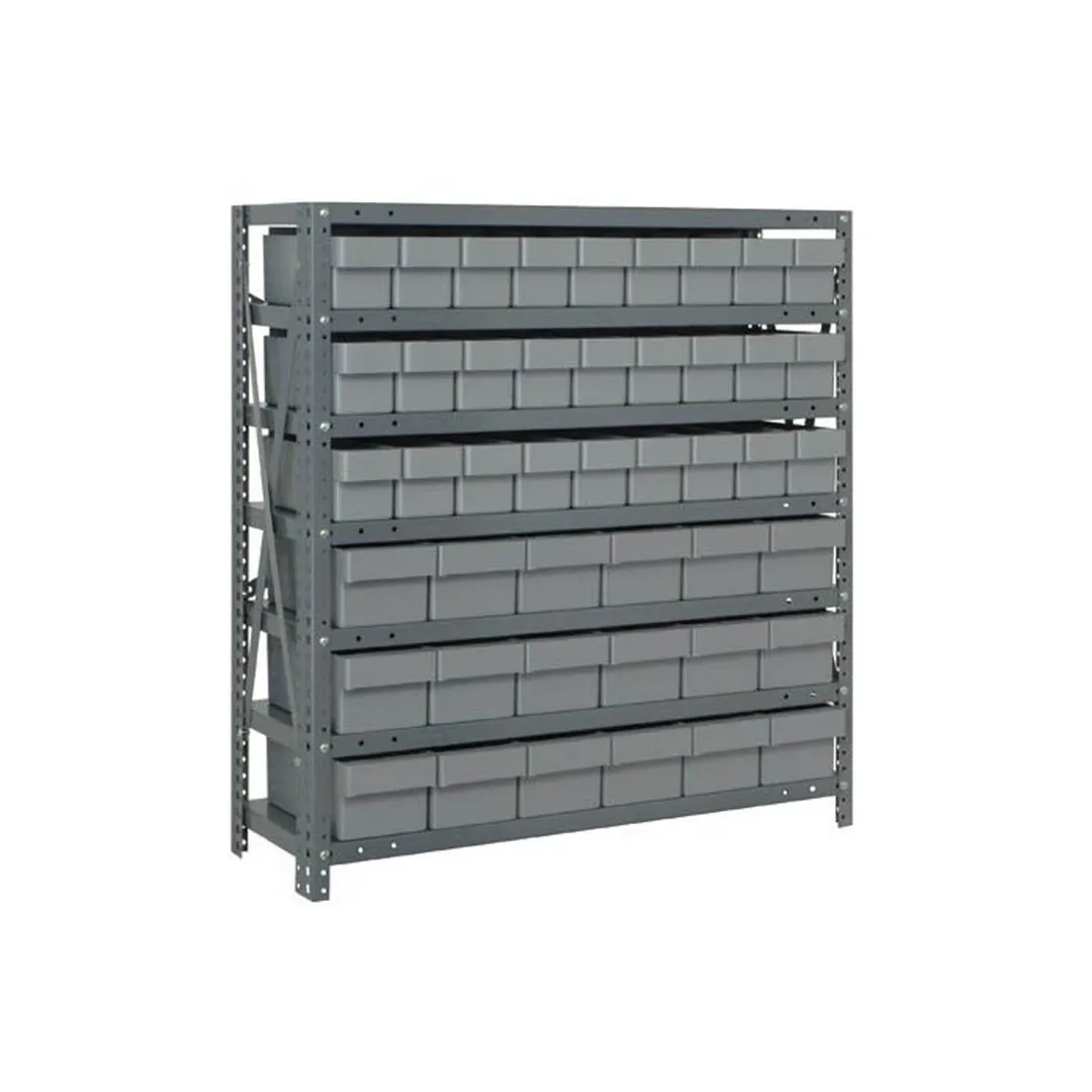Quantum 1839-624 Heavy-Duty Galvanized Steel 7 Shelf Shelving Unit w/ 27 Bins Capacity