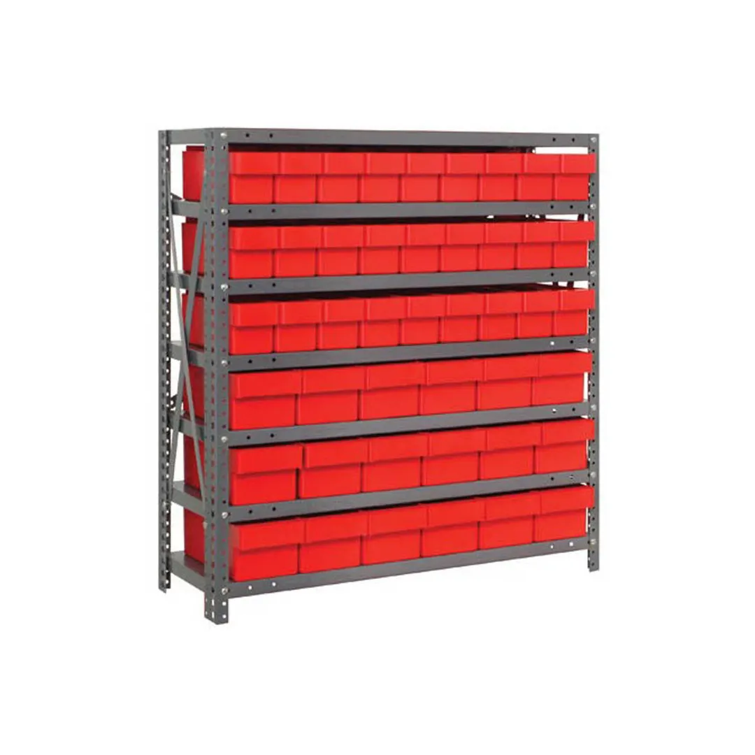 Quantum 1839-624 Heavy-Duty Galvanized Steel 7 Shelf Shelving Unit w/ 27 Bins Capacity