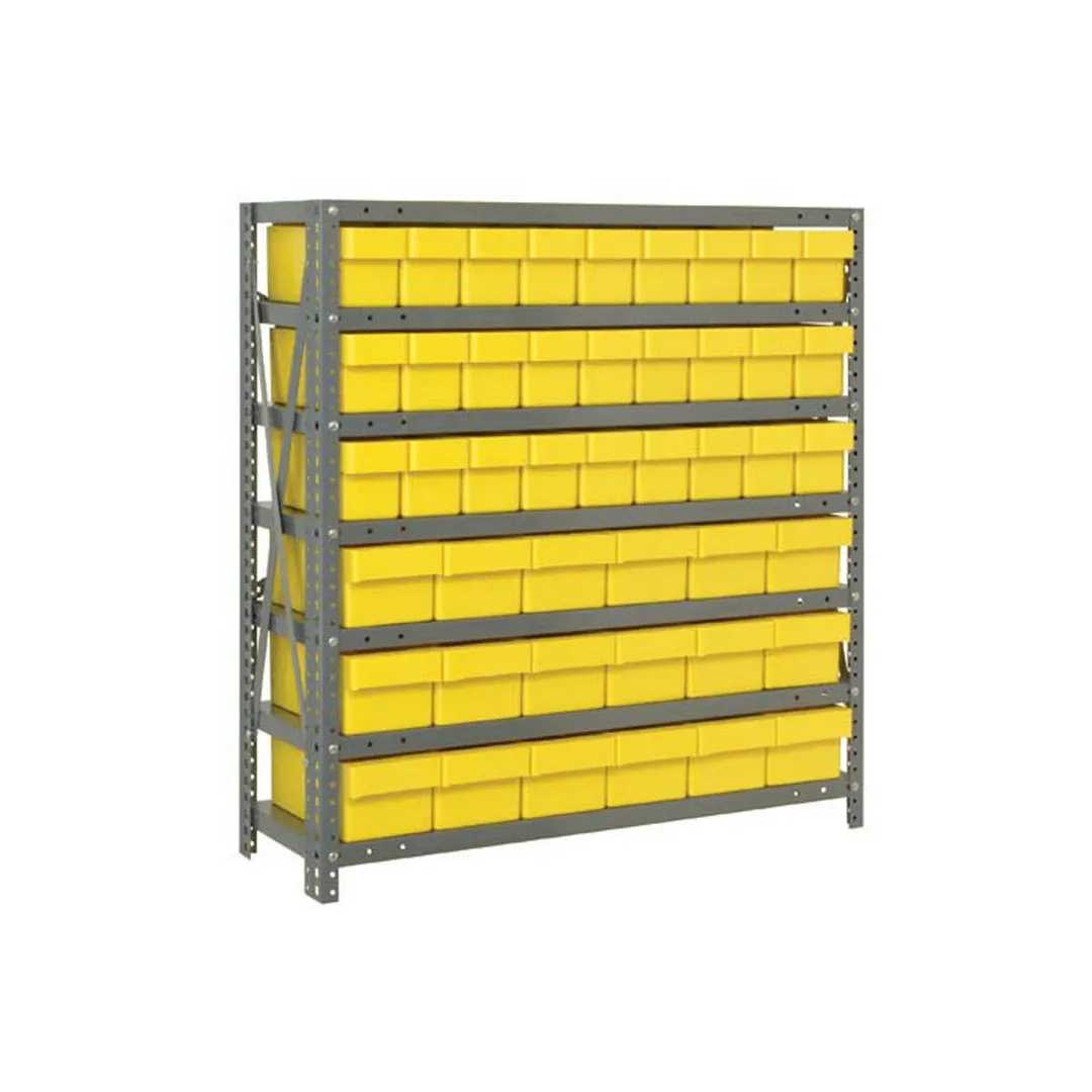 Quantum 1839-624 Heavy-Duty Galvanized Steel 7 Shelf Shelving Unit w/ 27 Bins Capacity