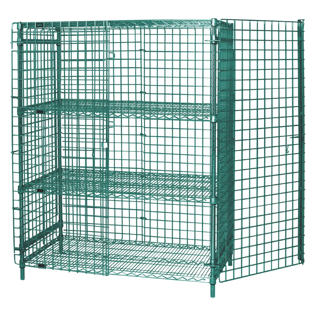 Quantum 1848-63SECP-2 Proform Green Epoxy Stationary Security Unit with 4 Shelves, 18" x 48" x 63"
