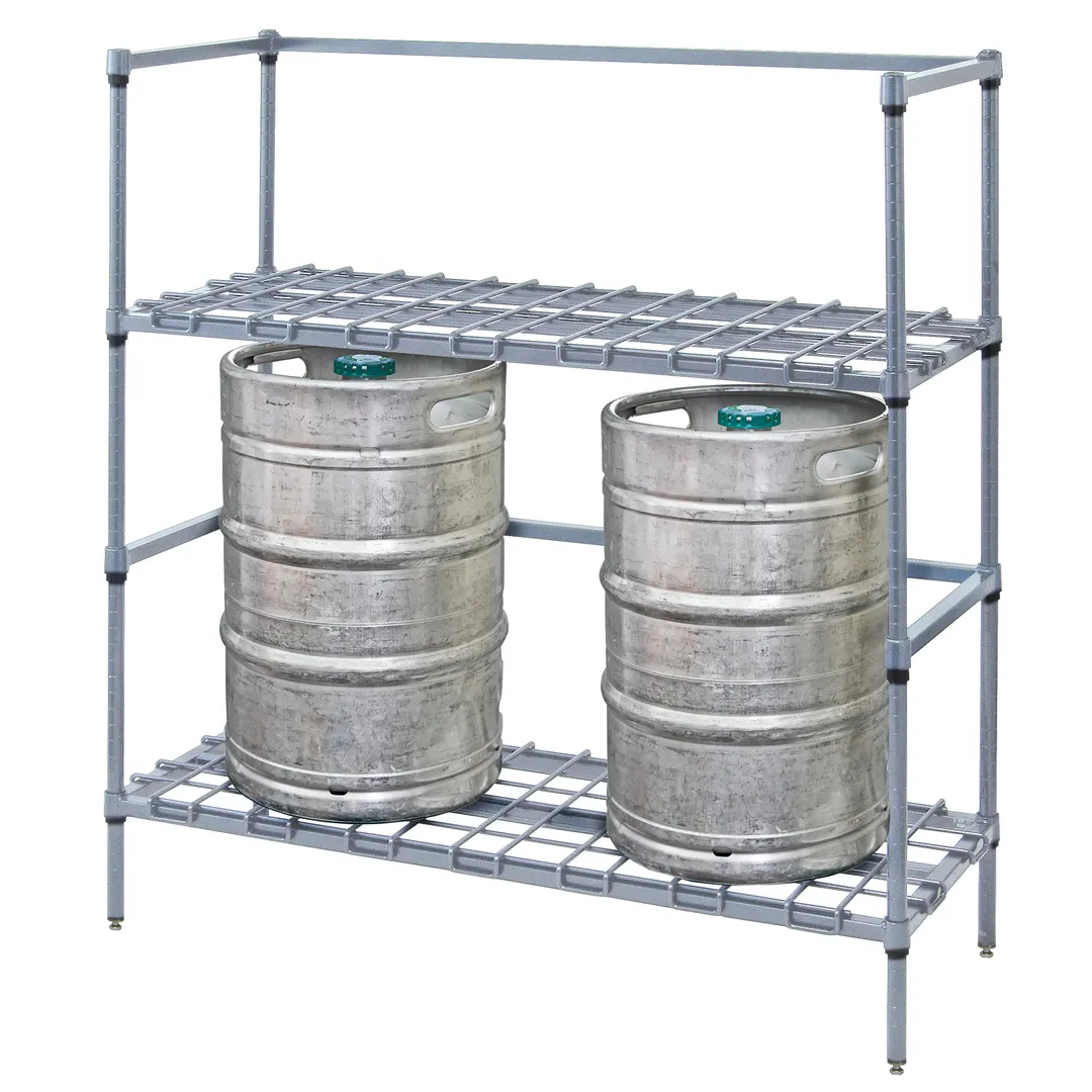 Quantum 186054DGY Gray Epoxy Coated Keg Rack with 6 Kegs Capacity and 2-Tier, 60" x 18" x 54"