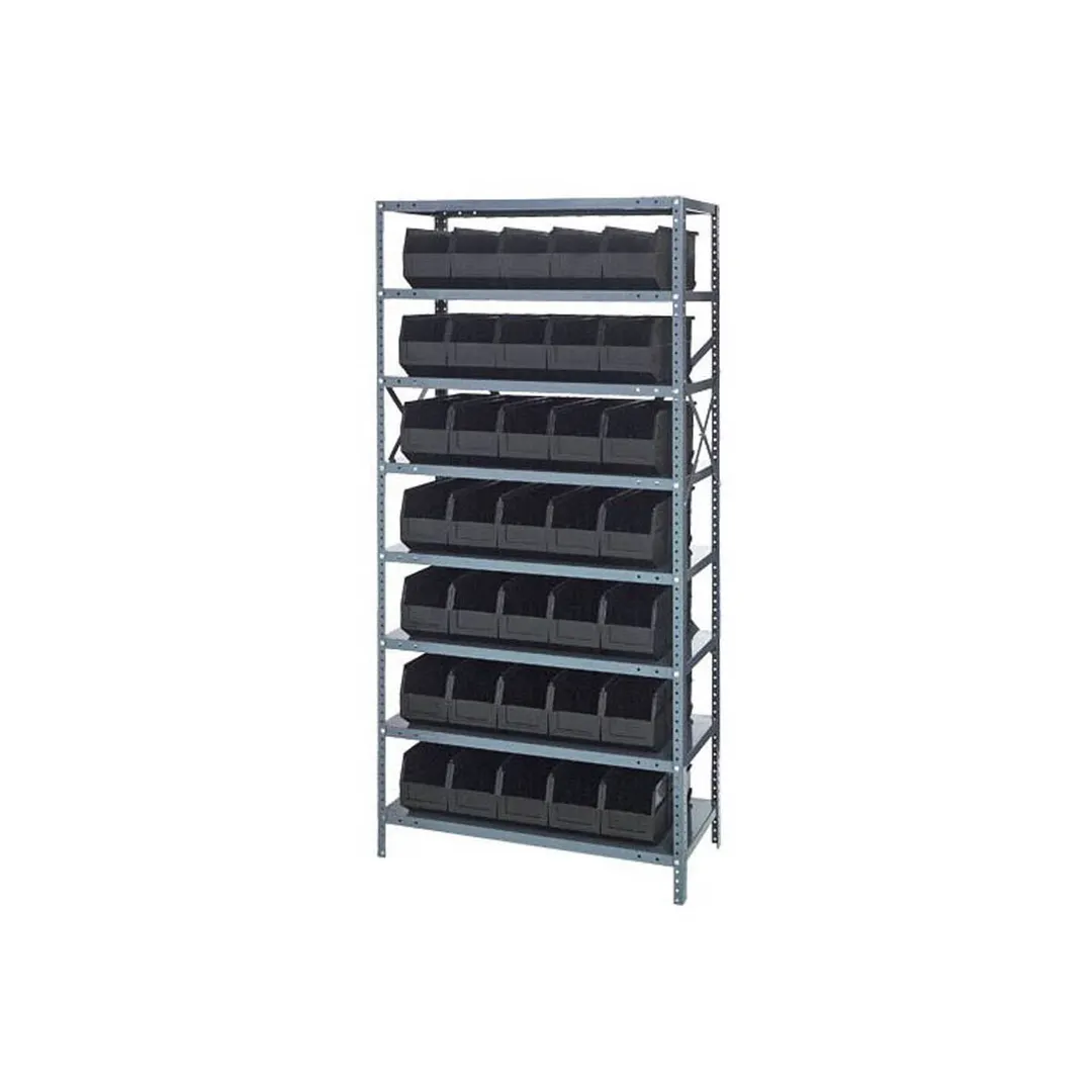 Quantum 1875-461 Heavy-Duty Galvanized Steel 8 Shelf Shelving Unit w/ 35 Bins Capacity 