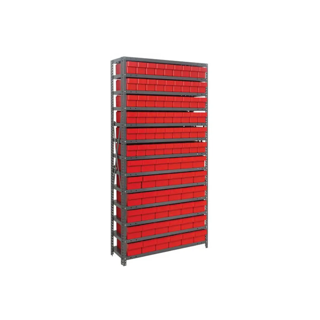 Quantum 1875-624 Heavy-Duty Galvanized Steel 13 Shelf Shelving Unit w/ 54 Bins Capacity