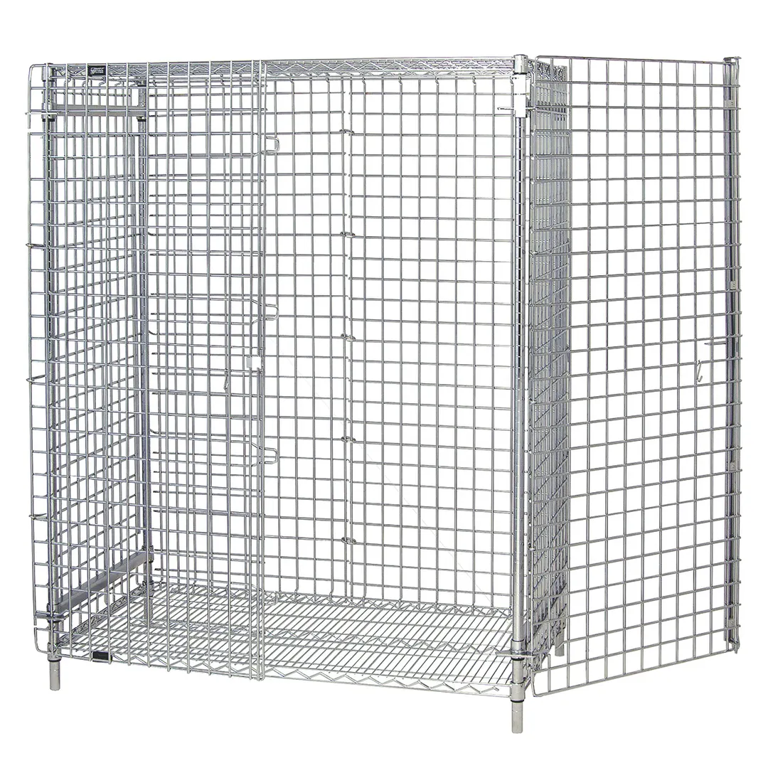 Quantum 2436-63SEC Chrome Stationary Security Unit with 2 Shelves, 24" x 36" x 63"