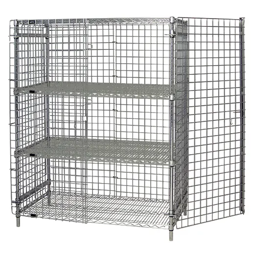Quantum 2448-63SEC-2 Chrome Stationary Security Unit with 4 Shelves, 24" x 48" x 63"